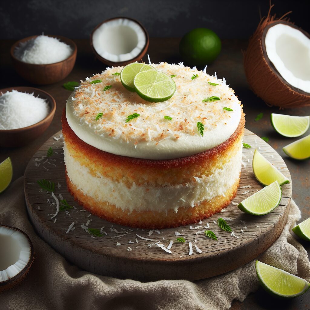 torta senza glutine al cocco e lime per dolci tropicali