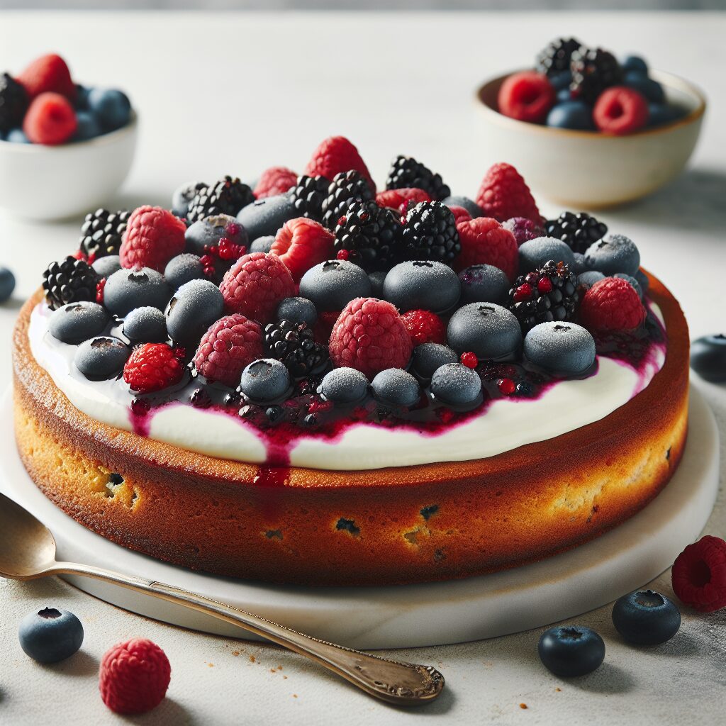 torta senza glutine ai frutti di bosco e yogurt greco per dessert salutari