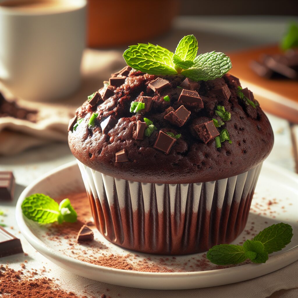 muffin senza glutine al cioccolato e menta per colazioni rinfrescanti