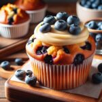 muffin senza glutine ai mirtilli e crema pasticcera per dolci da caffetteria