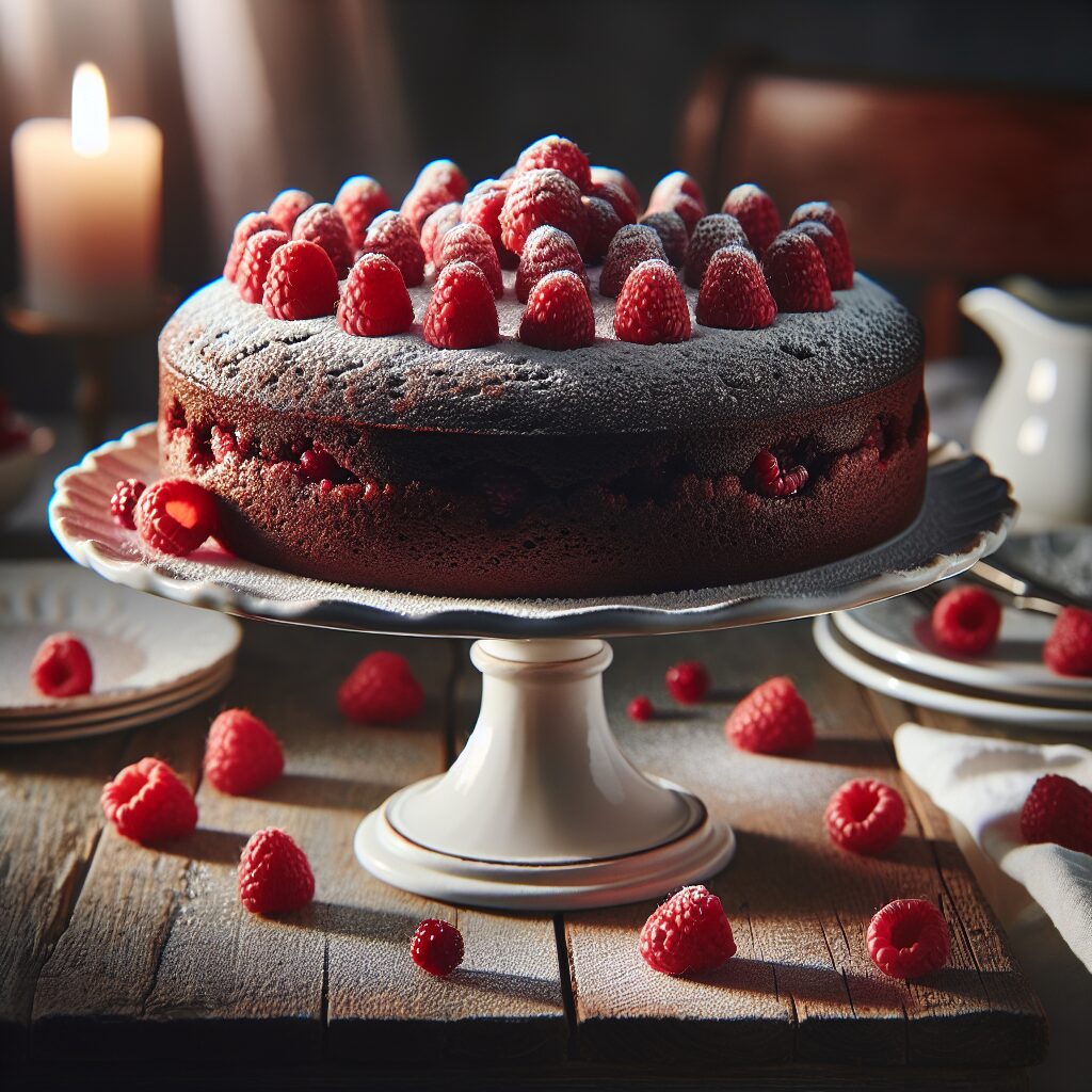 torta senza glutine al cioccolato e lamponi per dolci romantici