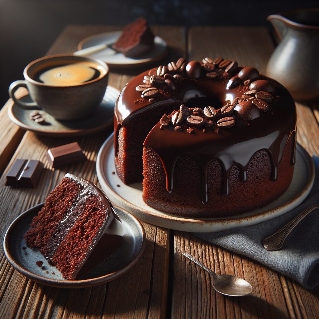 torta senza glutine al cioccolato e caffè per dolci da colazione