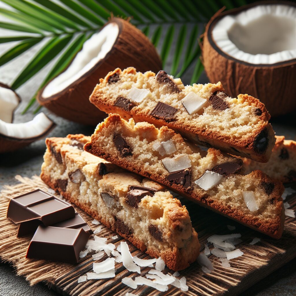 biscotti senza glutine alla farina di cocco e cioccolato per snack esotici