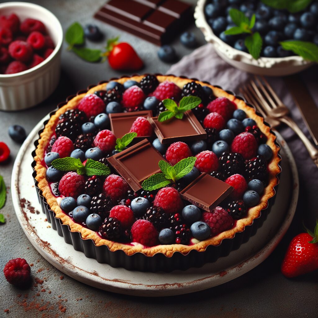 torta senza glutine ai frutti di bosco e cioccolato fondente per dessert decisi