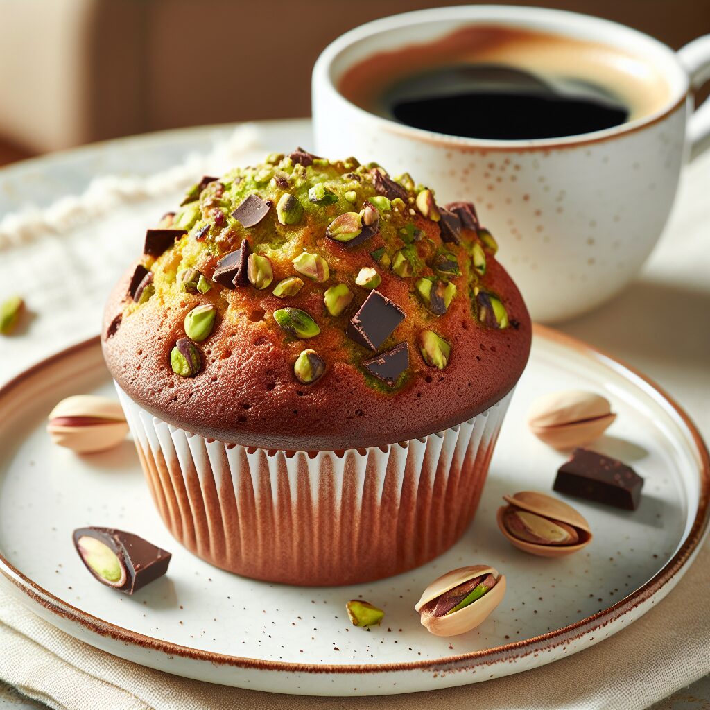 muffin senza glutine al pistacchio e cioccolato per una colazione ricca e golosa