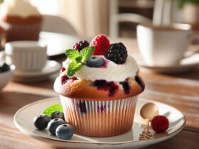 muffin senza glutine ai frutti di bosco e crema di formaggio per dolci da brunch