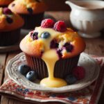 muffin senza glutine ai frutti di bosco e crema pasticcera per dolci da brunch