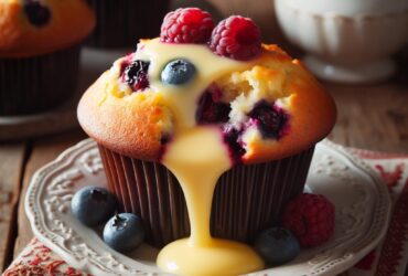 muffin senza glutine ai frutti di bosco e crema pasticcera per dolci da brunch