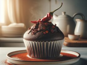 muffin senza glutine al cioccolato e peperoncino per colazioni con un tocco piccante