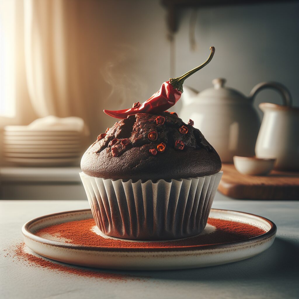 muffin senza glutine al cioccolato e peperoncino per colazioni con un tocco piccante