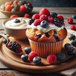 muffin senza glutine ai frutti di bosco e yogurt greco per colazioni proteiche