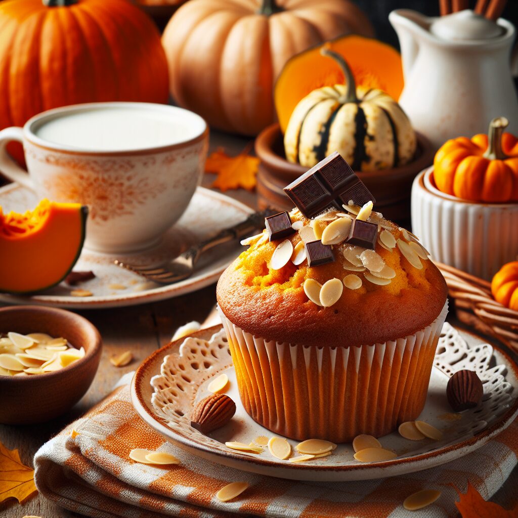 muffin senza glutine alla zucca e cioccolato bianco per colazioni autunnali indulgenti