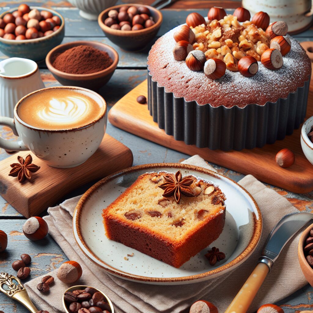 torta senza glutine al caffè e nocciole per dolci da colazione