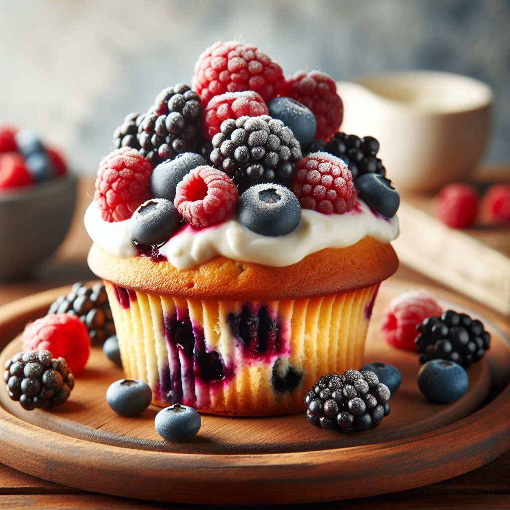 muffin senza glutine ai frutti di bosco e crema di formaggio per dolci da brunch