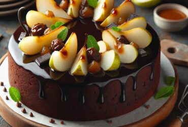 torta senza glutine al cioccolato e pere caramellate per dolci golosi