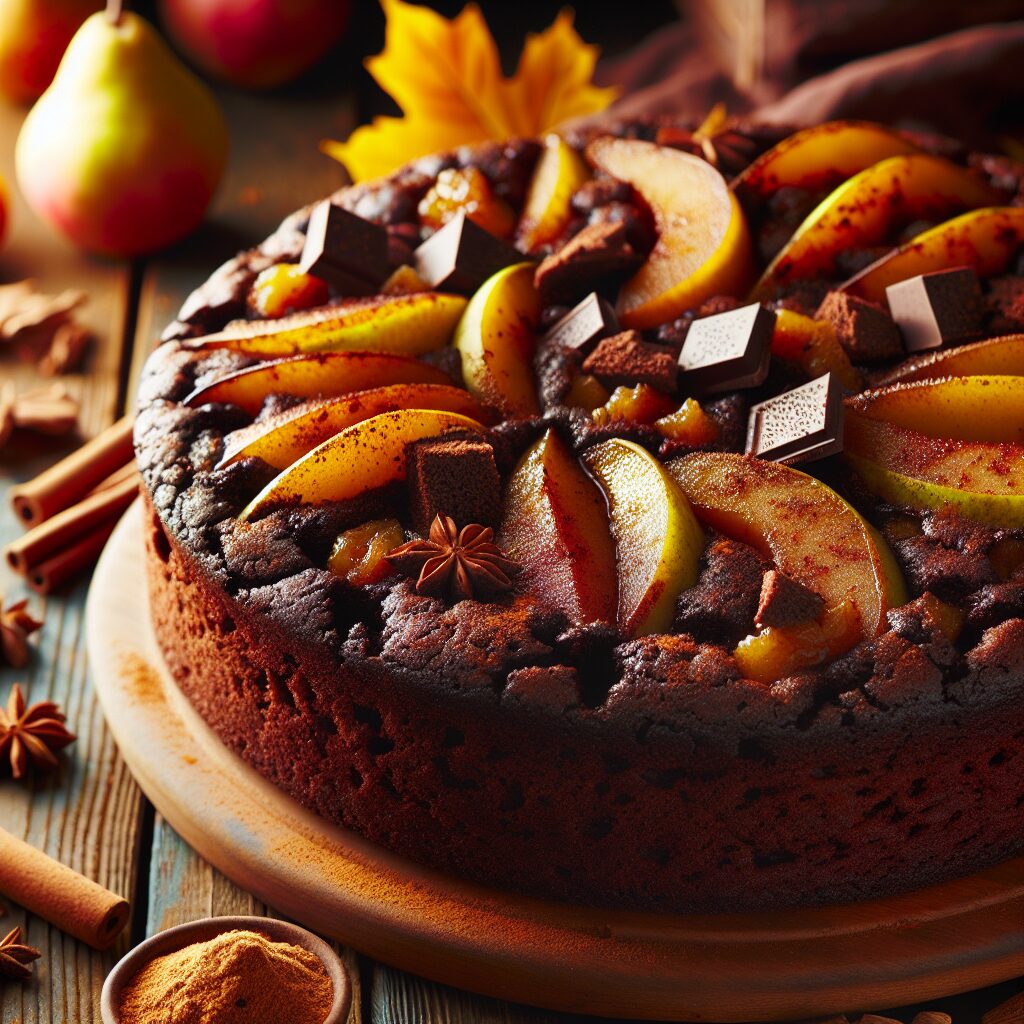 torta senza glutine al cioccolato e pere speziate per dolci autunnali