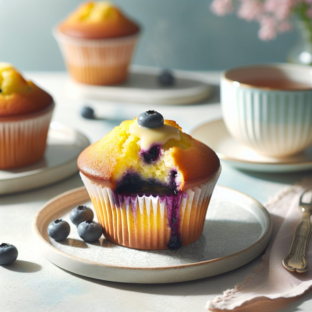 muffin senza glutine al limone e crema di mirtilli per colazioni primaverili