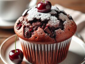 muffin senza glutine al cioccolato e ciliegie per colazioni golose