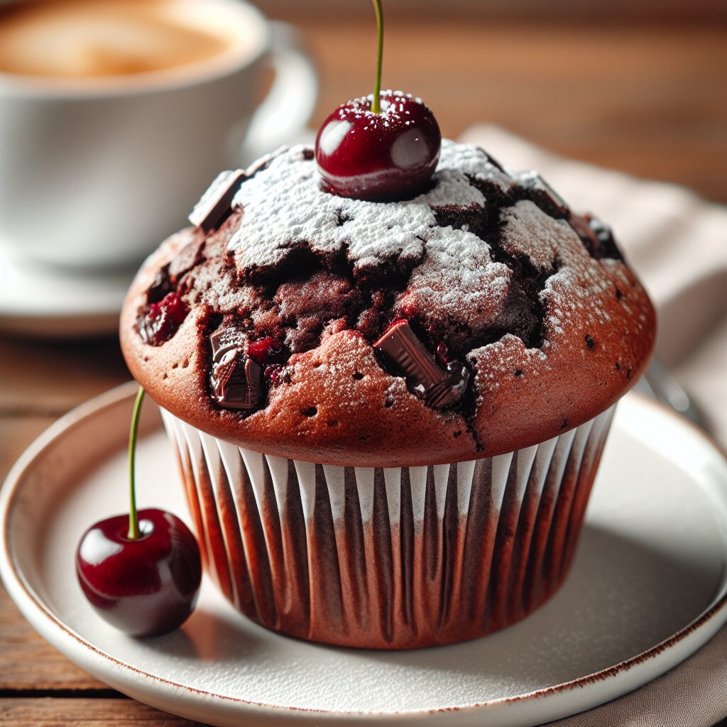 muffin senza glutine al cioccolato e ciliegie per colazioni golose