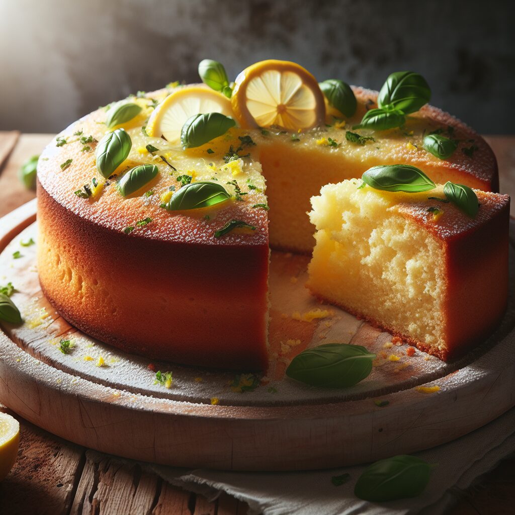 torta senza glutine al limone e basilico per dolci innovativi