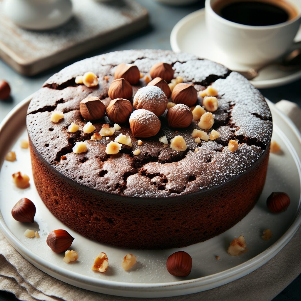 torta senza glutine al caffè e nocciole per dolci da colazione