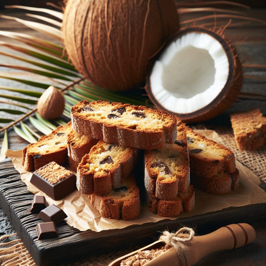 biscotti senza glutine alla farina di cocco e cioccolato per snack esotici