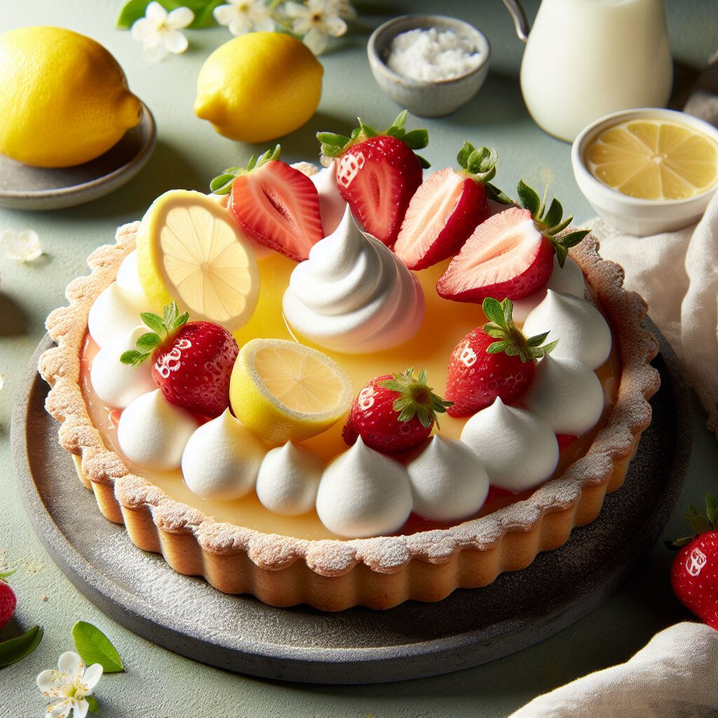 torta senza glutine alla crema di limone e fragole per un dessert primaverile e fresco