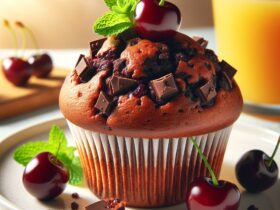 muffin senza glutine al cioccolato e ciliegie per colazioni estive