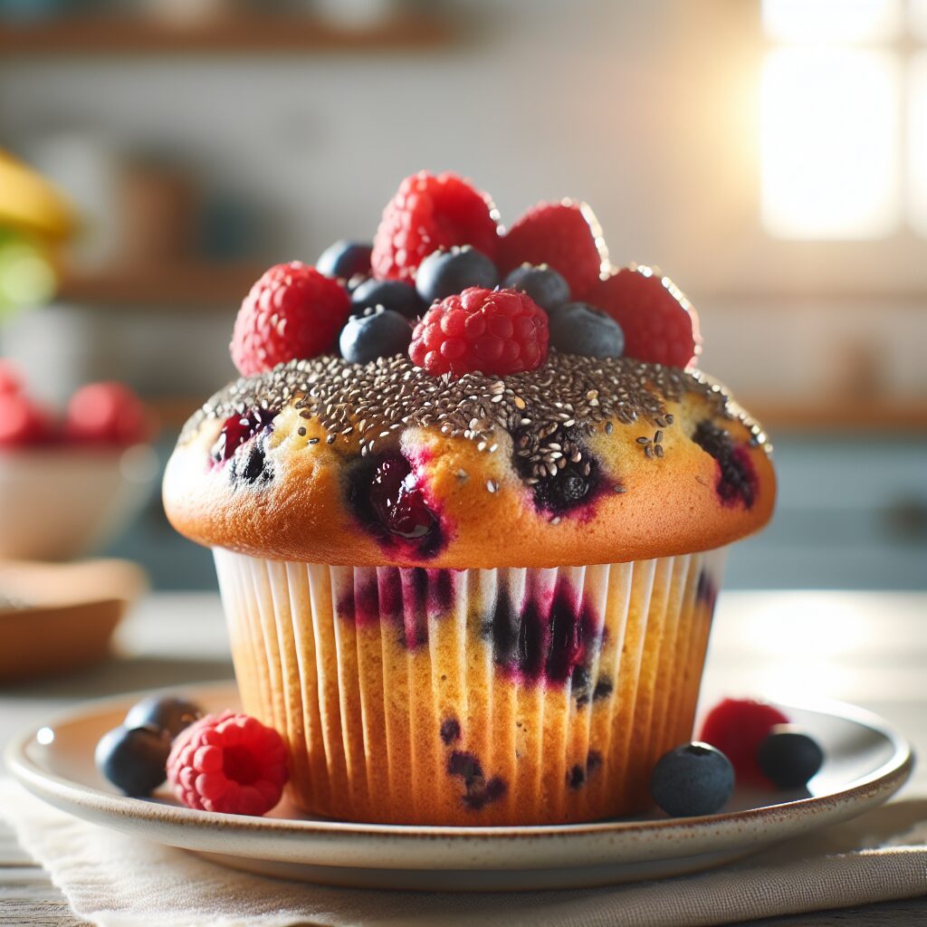 muffin senza glutine ai frutti di bosco e semi di chia per colazioni salutari