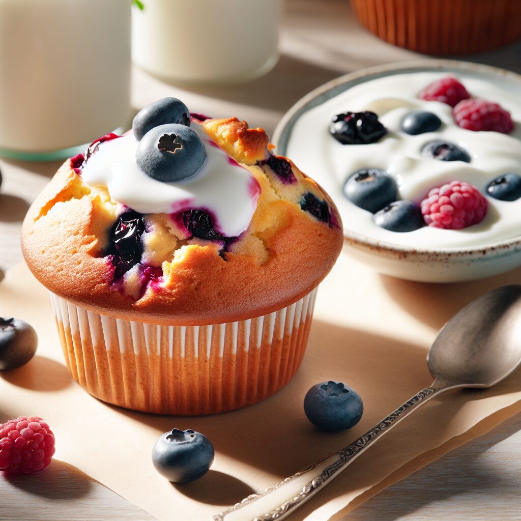 muffin senza glutine ai frutti di bosco e yogurt greco per colazioni proteiche